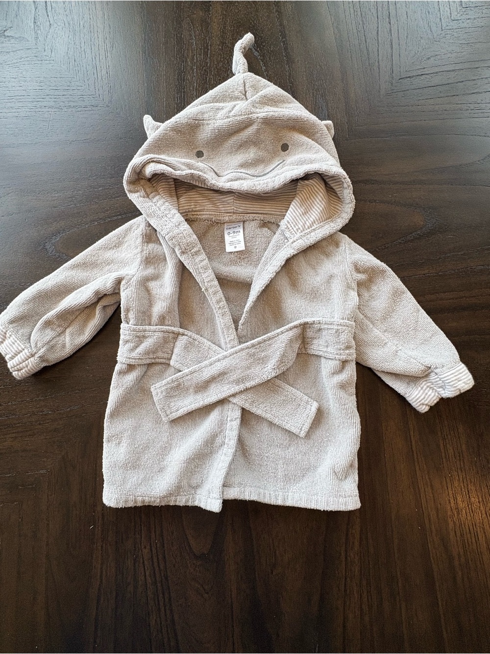 Carter’s Baby Whale Hooded Terry Bath Robe Gray 0-9M